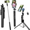 LIDOUYA Treppiede magnetico per selfie stick - con supporto per cellulare rimovibile, girevole a 360°, treppiede per smartphone con viti da 1/4 e telecomando Bluetooth, compatibile con iOS 5.1+ e Android 5.0