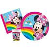 Ciao Kit Party Tavola Disney Minnie Rainbow per 8 persone (36 pezzi: 8 piatti Ø23cm, 8 bicchieri 200ml, 20 tovaglioli 33x33cm) in carta FSC compostabile eco-friendly
