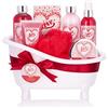 BRUBAKER Cosmetics Set bagno e doccia Love - con profumo di fiori di ciliegio - set regalo da 8 pezzi in vasca decorativa