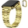 Fullmosa Cinturino per Apple Watch SE3 44mm 45mm 42mm Acciaio Inox,Oro