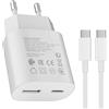 Samneer 25W USB tipo C Caricabatterie veloce 15W USB tipo A Adattatore Per:Samsung Galaxy S25 S24 S23 S22 S21 S20 A56 A55 Veloce Telefono cellulareSpina di ricarica USB C Rapido Alimentator Cavo di ricarica