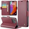 Rerzoiro Cover per iPhone 15 Pro Custodia Portafoglio [Blocco RFID] Premium Pelle PU Wallet Case Flip Libro con Porta Carte Slot Supporto Flip Case per iPhone 15 Pro, Rosso