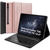 SENGBIRCH Custodia Tastiera per Samsung Galaxy Tab S9Plus /S8+ /S7+ /S7FE 12.4, Layout Italiano QWERTY Rimovibile Wireless Bluetooth Tastiera, Cover Tastiera S9Plus 12.4, Oro Rosa