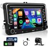 Motorsi [4+64G] Autoradio per VW Seat Altea Toledo Leon con Wireless Carplay e Android Auto, Radio Stereo per Auto Bluetooth Touchscreen con Navigazione GPS/WiFi/EQ/RDS/Hi-Fi/Bluetooth+AHD Rear Cam