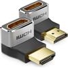 deleyCON 2 Pezzi Adattatore HDMI Connettore di Accoppiamento 8K@60Hz / 4K@120Hz UHD Alluminio HDMI 2.1 ARC HDR10+ Dolby Vision VRR ALLM 48Gbps 90° / 270° Angolato Grigio Nero