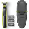 Philips OneBlade Face QP2520/65 Accorcia e rade a qualsiasi lunghezza i peli, 3 pettini a scatto, ricaricabile, per uso bagnato e asciutto, giallo e nero