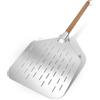 Bosmsaslad Pala per Pizza Forata, 30.5 x 39 cm Pala Pizza con Grande Superficie e Manico Buona Presa, Facile Scorrimento su Pietra per Pale Professionale, Pane, Crostate Fatta in Casa, Argento