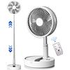 UN UNITEDTIME Ventilatore oscillante con telecomando, 7200 mAh, batteria ricaricabile, da viaggio, per campeggio, 4 velocità, timer, regolazione dell'altezza, ventilatore portatile pieghevole per viaggi, all'aperto
