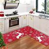 CAROMIO Set di 2 Tappeti Decorativi Natalizi da Cucina Con Fiocco di Neve, Antiscivolo, Lavabili, per Inverno, Casa, Decorazione Natalizia, Rosso, 40 x 60 cm + 40 x 120 cm