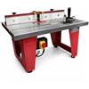 LUMBER JACK Tavolo router in ghisa con recinzione in alluminio monopezzo e supporto compatto per gambe, supporto universale per router e inserto da tavolo regolabile