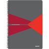 Leitz Office Quaderno quadretti A4, copertina in cartone,rilegatura a spirale, apertura a 360 gradi, 180 pagine/90 fogli, carta certificata FSC (80 g/m²), per ufficio e scuola,Rosso, 46471025