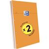 Oxford Set di 2 blocchetti per appunti perforati, formato A4 + a quadretti, 5 mm, 80 fogli cuciti, copertina rigida, colore: Arancione