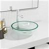 Gecheer Lavandino,Lavabo,Rotondo,da Bagno,d'Appoggio,in Vetro Temperato,Trasparente,35x12 cm,Lavandino in Vetro,Lavabo in VetromLavandino Rotondo,Lavandino da Bagno Appoggio,Lavandino d'Appoggio