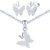 CPSLOVE Elegante Parure di Gioielli di Farfalla in Argento 925 da Donna Moda Ciondoli Collane a Orecchini di Doppia Farfalla con Zirconi Creativa Collana Corta da Ragazza