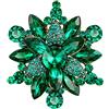 Clearine Donna Art Deco Marquise Rhiestone Fiore Spilla per Festa Prom Smeraldo Colore Antique-Oro-Fondo