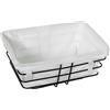 DRW Portapane Rettangolare in Metallo e Tessuto in Nero e Bianco 25 x 17 x 11 cm