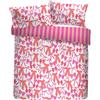 Bedlam Set copripiumino, 100% poliestere (60% riciclato), misura singola 140 x 200 cm, rosa, stampa fiocco con retro a righe, facile da pulire