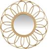 DRW Specchio da parete rotondo in rattan naturale, 60 x 60 x 2 cm