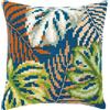 VERVACO Kit Cuscino Punto Croce FOGLIE BOTANICHE Set Ricamo Principianti Cuscini Gobelin Decorativi ca. 40 x 40 cm Accessori Per Lavoretti Creativi DIY Casa Decor Hobby Adulti Cross Stitch