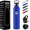 HoneyHolly Borraccia Termica 1 Litro, Senza BPA, Bottiglia Termica, Sottovuoto a Doppia Parete, Borracce Termiche, 18/8 Acciaio Inox, Borraccia Acciaio, con Cannuccia, Termos per Palestra, Sport, Bici- Blu Reale