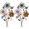 Moxweyeni Decorazione da parete floreale tricolore vintage in metallo, decorazione rustica da appendere alla parete, arte floreale decorativa per casa, soggiorno, bagno, interni ed esterni, 38 x 23 cm