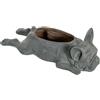 DRW Figura di un vaso di un cane sdraiato in resina in grigio 41x17x13cm