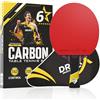 DRAXX Sports Racchetta da Ping Pong | Racchetta Professionale in Carbonio per Controllo, Rotazione e Potenza incomparabili, Spugna da 2 mm e Rivestimento ad Alte (6 Stelle)