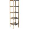 DRW Scaffale da pavimento con 5 ripiani in legno MDF grigio e naturale