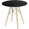 DRW Tavolino rotondo in legno MDF nero e naturale