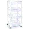 DRW Verdulero Carrello Cucina 4 cestini PVC Bianco 40x30x85 cm