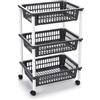 DRW Verdulero Carrello Cucina 3 cestini PVC Nero 40x30x61.5 cm