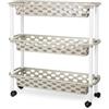 DRW Carrello stretto 3 cestini Cucina e bagno PVC Beige 18x61x58 cm