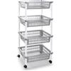 DRW Verdulero Carrello Cucina 4 cestini PVC Argento 40x30x85 cm