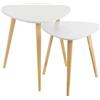 DRW Set di 2 tavolini in legno e PB in bianco e naturale