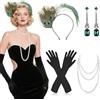 TOPBELIEF Accessori Anni 20 Donna, 4 Pezzi Accessori Charleston Donna Anni 20, il Grande Gatsby Set di Cerchietti con Piume di Pavone, Adatto per Banchetti Nuziali, Halloween, Costumi di Gioco di Ruolo