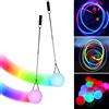 Aicharynic Poi - Set di 2 palline a LED, con colori arcobaleno e effetto stroboscopico, migliorate per principianti e professionisti, con doppio passante regolabile