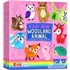 KraFun Kit da Cucito Animali del Bosco per Bambini 5+ Anni, 8 Progetti Fai da Te (Orso, Coniglio, Volpe, Gufo, Cervo), Feltro, Istruzioni, Giocattolo Educativo