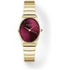 Rosefield Orologio da polso da donna, ovale, in acciaio inox, dorato, elegante, impermeabile a 3 ATM, bordeaux, Bracciale