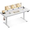 OffiGo Scrivania regolabile in altezza 180x70 cm, 35 mm piano, scrivania elettrica con presa di corrente, scrivania in piedi con gambe a T stabili, ergonomica per ufficio e gaming, bianco