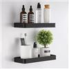 HANFU Mensola Doccia, Mensole Bagno Senza Foratura Montaggio a Muro con Alluminio Scaffale e Vetro Smerigliato, Mensola Bagno Autoadesivo di bagnoschiuma Shampoo Mensole Doccia 2 Pezzi, 30cm Nero