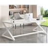 LVB Scrivania Moderna Grande Computer Ufficio Casa Tavolo Lavoro Legno Scrivania per Scrivere Studiare Camera da Letto Semplice Gaming Bianco 180 cm