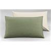 Novilunio 2 Federe Cuscino Letto in Cotone 50x80cm, chiusura a sacchetto, Set 2 Federe 100% Cotone Bi-Color - Beige/Salvia