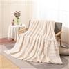 Highdi Coperta di Flanella Pile Divano Plaid, Morbida Coperte per Letto Singolo Matrimoniale Soffice e Calda Coperta Pile Invernale per Animali Bambini Adulti (120x200CM,Beige)