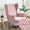 WJHDWYD 2-Pezzi Copripoltrona con Orecchie Elasticizzato, Tinta unita jacquard Addensare Strandmon Copridivano da 1 Posto con Fodera per Cuscino, Lavabile, per Soggiorno Camera(Rosa)
