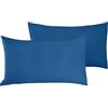 Novilunio Coppia di federe Set di 2 federe copricuscino guanciale Letto 50x80 cm in flanella caldo cotone 100% cotone Made in Italy BLU