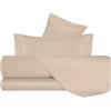 VANITA' DI RASO Completo letto Lenzuola di Raso Matrimoniale, Made in Italy, Lenzuolo piano 240x290cm + Lenzuolo Sotto con Angoli 160x190cm + 2 Federe a 2 Volani 50x80cm - Sabbia