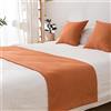 Morbuy Runner Letto con Cuscini, Estivo Corridore del Letto Morbido Confortevole Sciarpa da Letto Modern Scarf Runner Hotel Bed Runners Decorazione Letto Matrimoniale (45x240+45x45cm,Arancione)