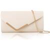 Larcenciel Pochette Donna Nuda, Borsa Tracolla in Pelle Vegana con 2 Catena, Wedding Bag Matrimonio a Busta, Elegante Borsa a Mano Donna Crema per Matrimonio, Festa, Cerimonia