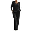 Generico Tuta Maglia Donna Elegante Set Maglione E Pantaloni Gamba Larga Completi 2 Pezzi Casual Invernale Da Casa Comode Curvy Due Pezzi Loungewear Complete Lavoro Moda Oversize Anziana