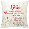 Zalingo Regalo Amica Federe Cuscini Copricuscino Decorativa con Messaggio in Italiano per Amica, 45 x 45 cm, Natale Regalo Migliore Amica Compleanno Natale Amicizia Regali
